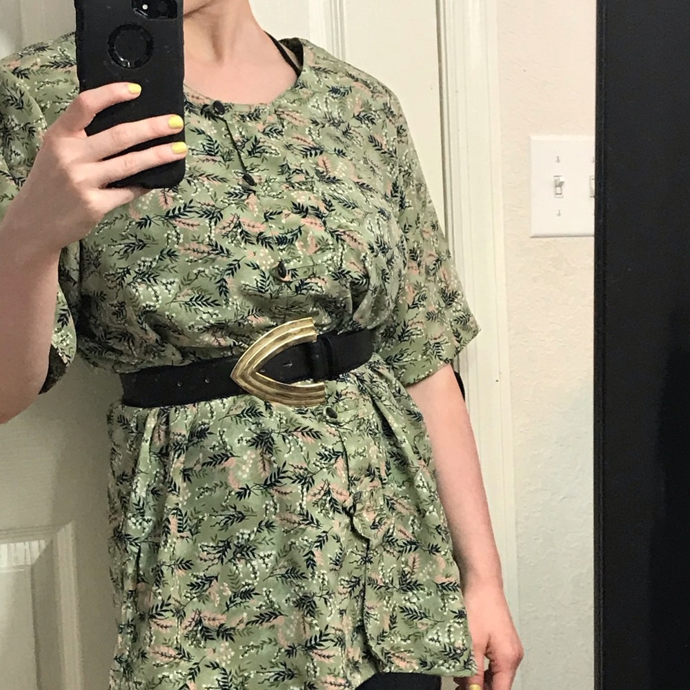 Vintage New Gear Green and Pink Floral Tunic
